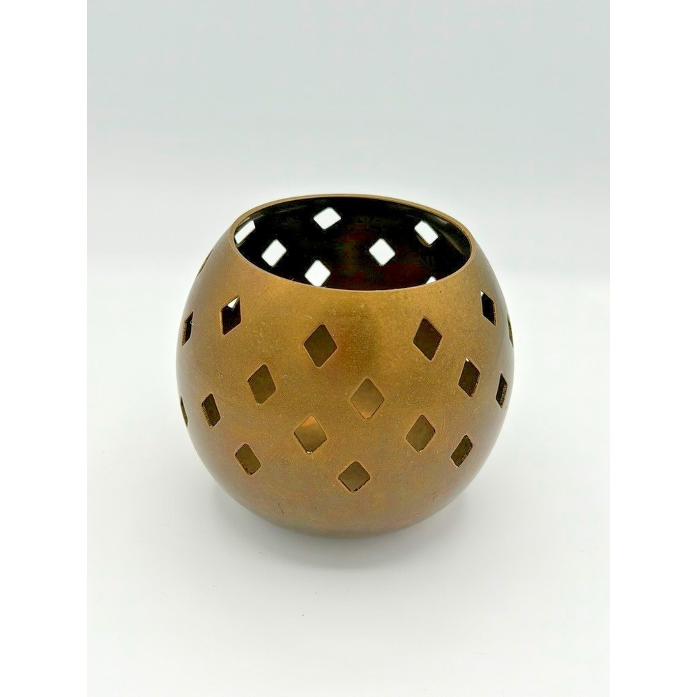 Metal Votive Candle Holder Bronze Cutout Tea Light Holder Decorative Bowl